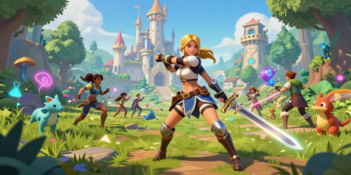 Exciting female porn game scene featuring a confident female protagonist in a fantasy world, showcasing action and adventure.
