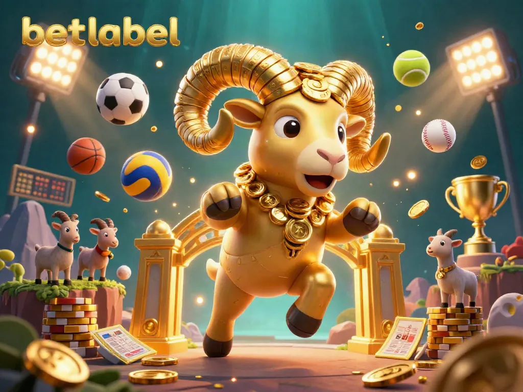 Engage with betlabel's dynamic sports betting experience featuring a golden ram charging at a gate.