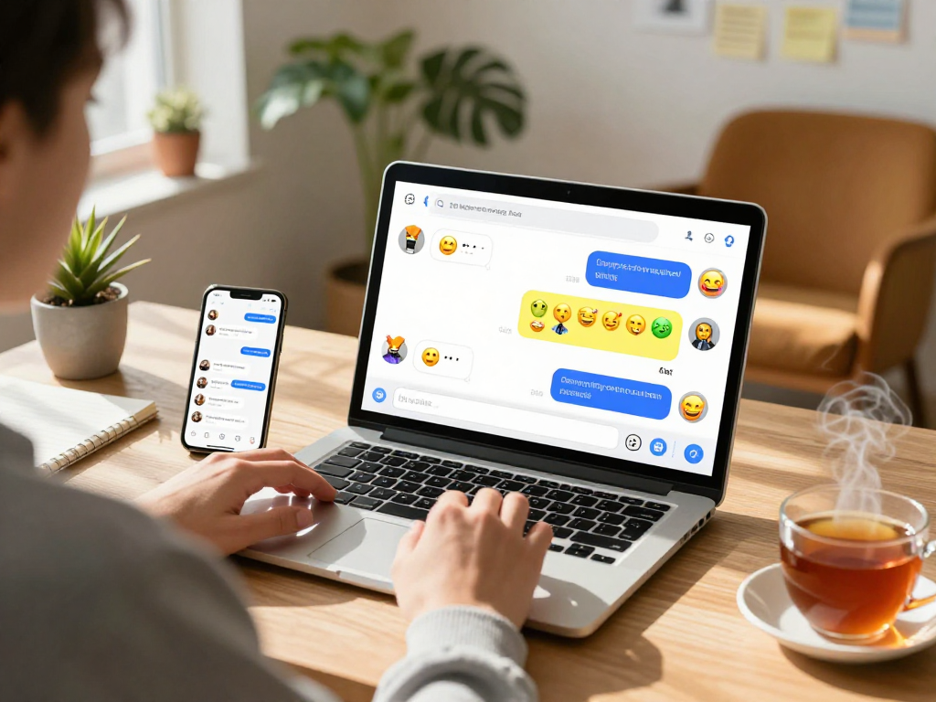 Engaging spicy chat ai conversations on a digital device in a cozy office.