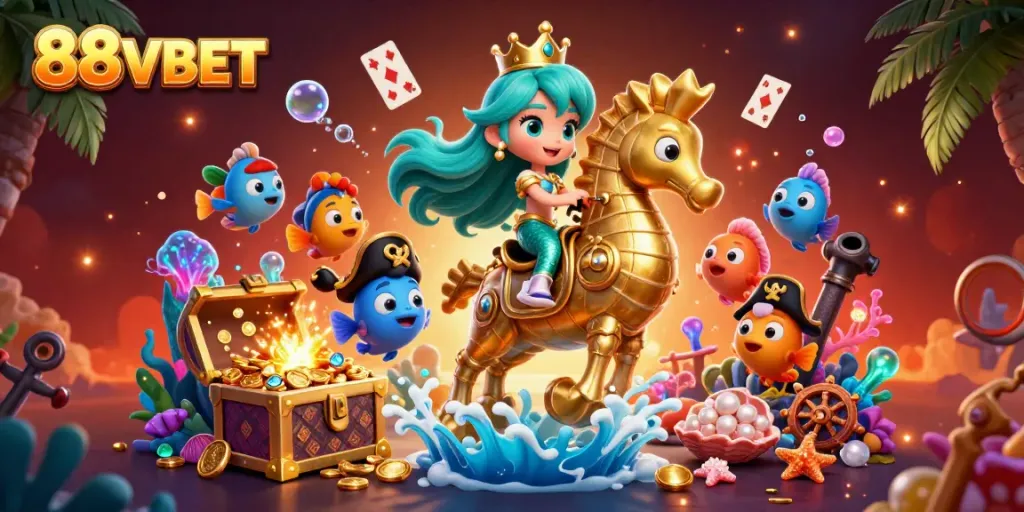 Experience the excitement of 88VBET with a colorful 3D underwater casino adventure.